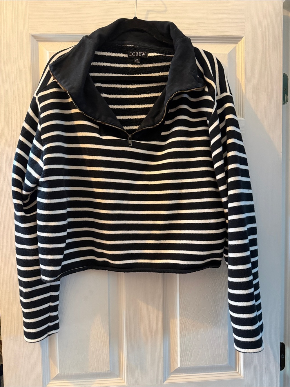 J. Crew Heritage terry quarter-zip sweatshirt in stripe